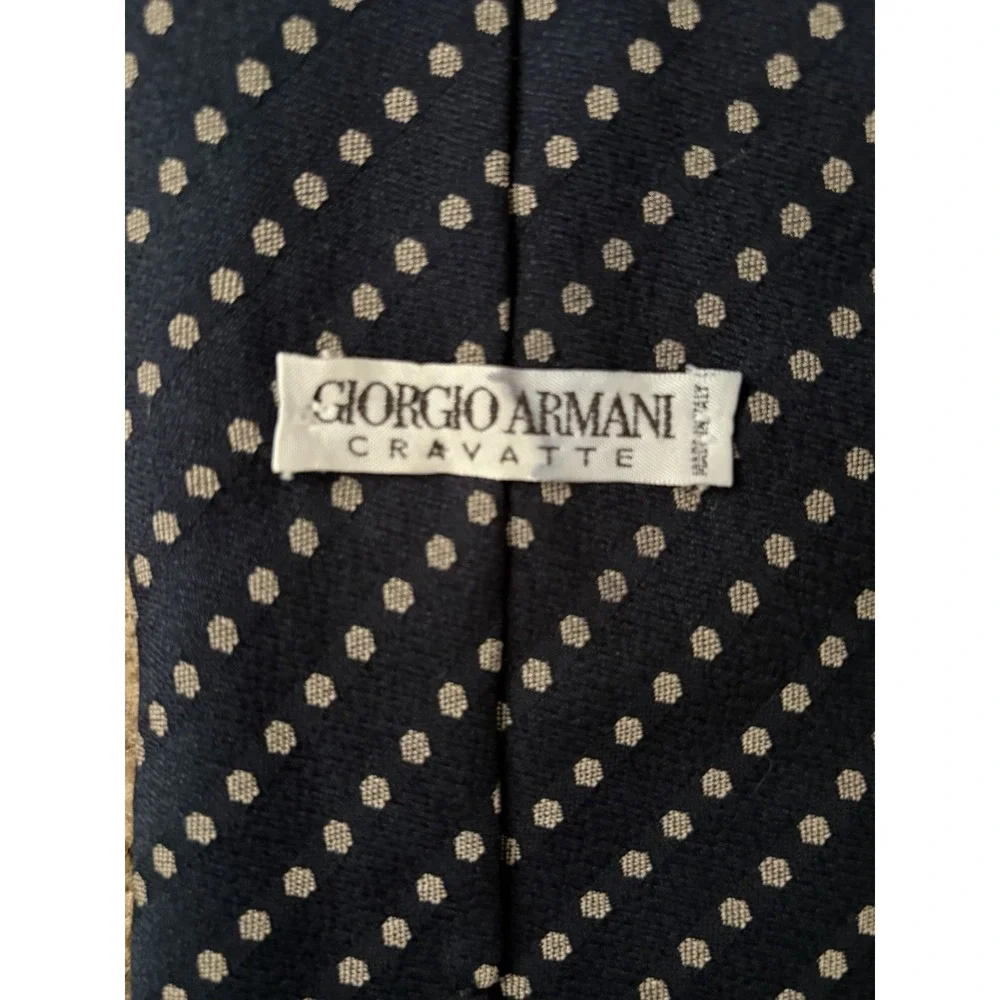 Georgio Armani Cravatte Tie Blue Geometric AOP Pattern 100% Silk Italy VTG JBHS